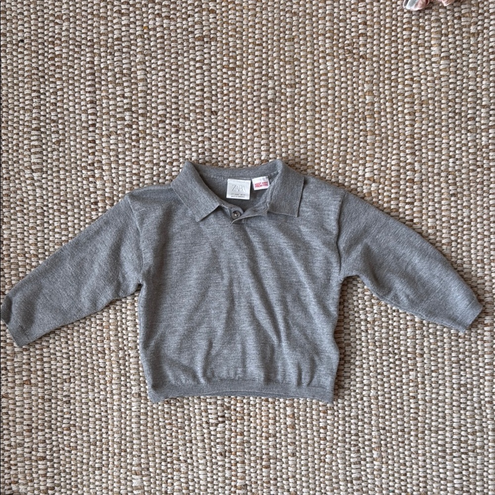 Zara Kids Gray Long-Sleeve Polo Sweater 1 .5 year